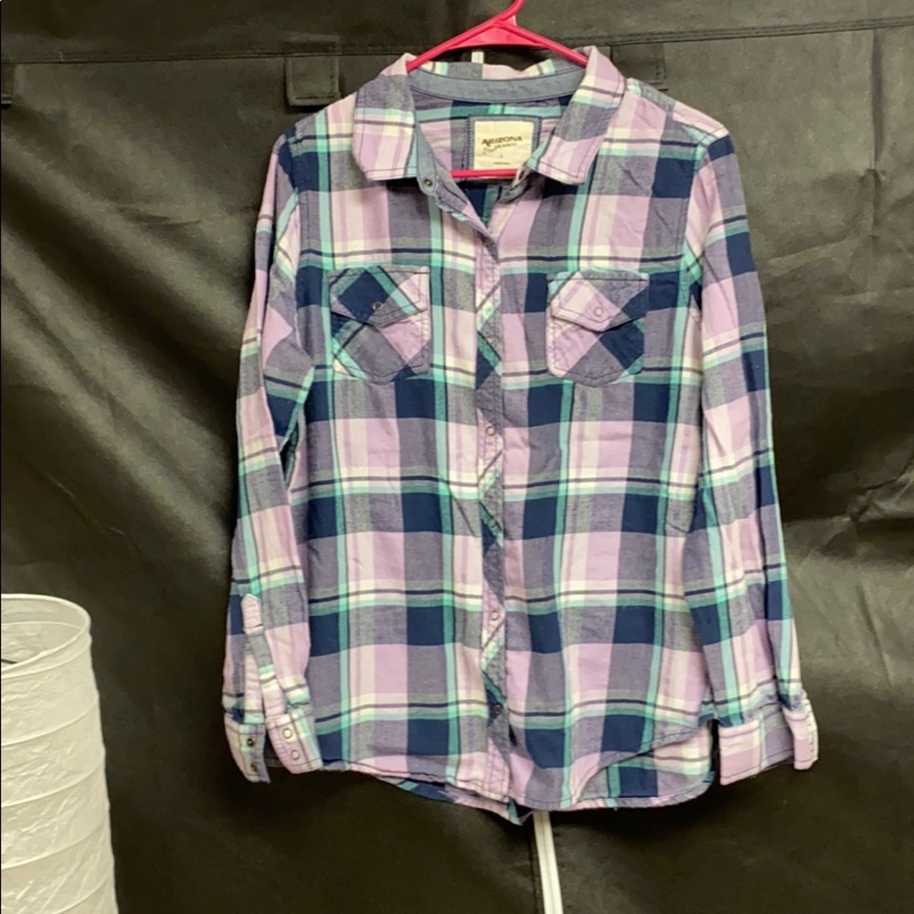 🌸Purple plaid button up